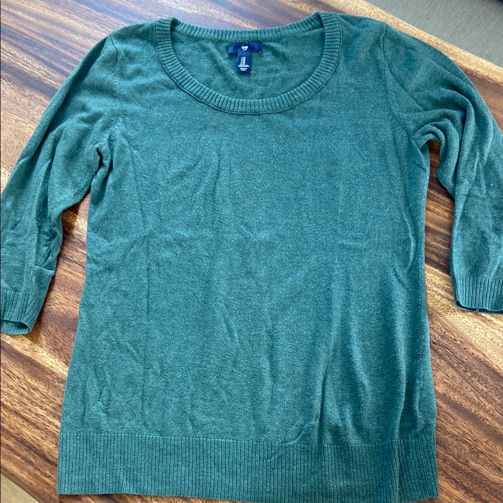GAP Green Crew Neck Sweater Lightweight Knit